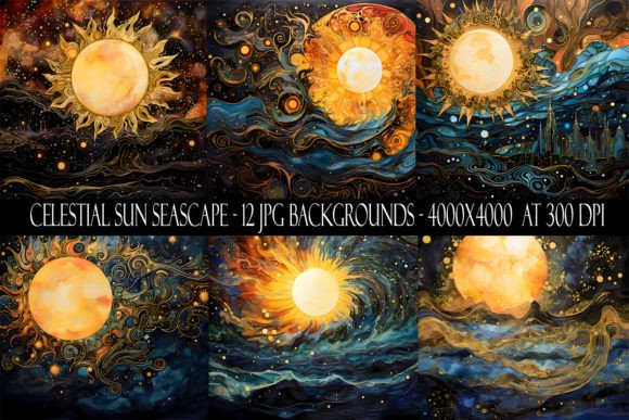 Celestial Sun Seascape Backgrounds for Your Projects
