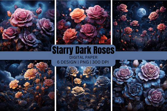 Starry Dark Roses Backgrounds: A Designer's Go-To for Moody Elegance