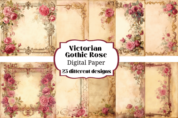 Victorian Gothic Rose Backgrounds Paper: 23 Designs for Dark Elegance